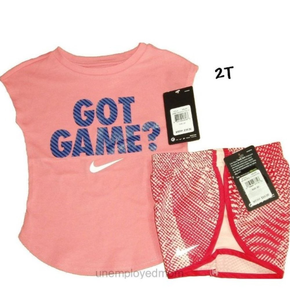 Nike Shirt Short 2 pc Set Girls Got Game ? Athletic Sports Outfit Lot